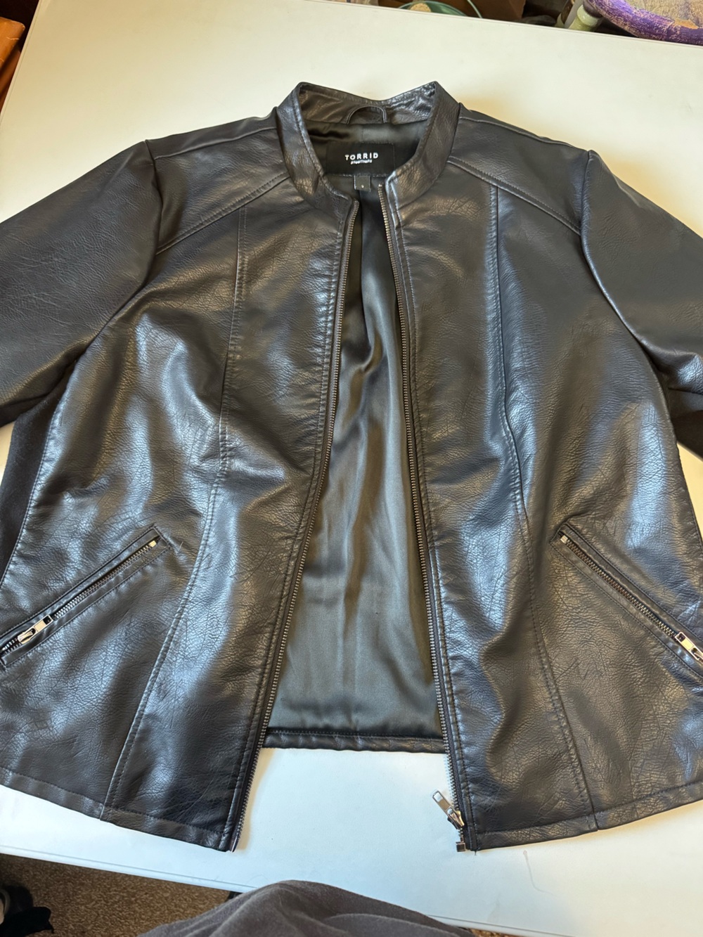 torrid Black Faux Leather Zipper Front Jacket